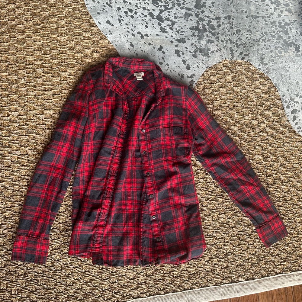 J Crew Red Plaid Flannel Shirt (button down)